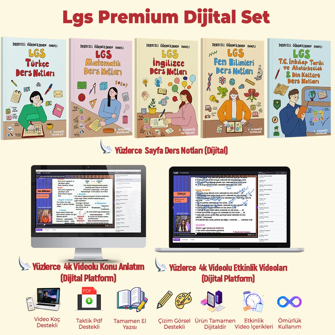 LGS PREMİUM Dijital Set Detaylı Konu Anlatım+ Ders Notları + Rehberlik