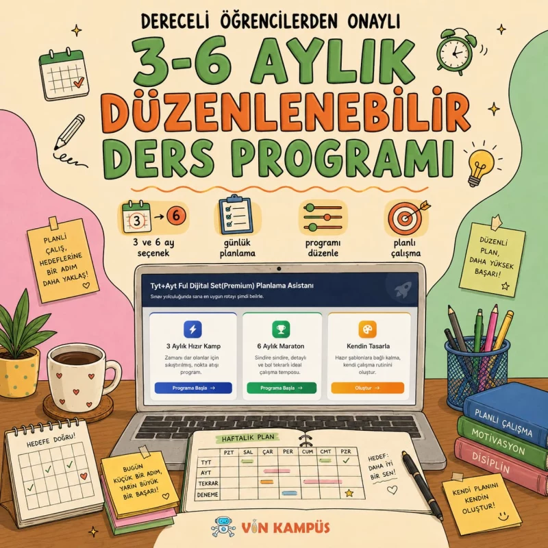 📅 3 ve 6 Aylık Düzenlenebilir Ders Programı